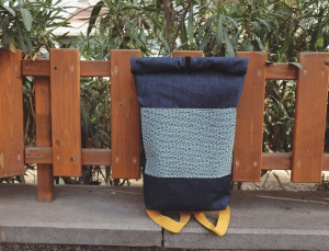 Zaino roll top in denim giapponese